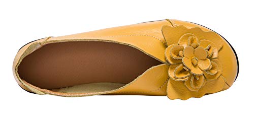 Image of Women's Slip-On Loafers, Comfortable Leather Walking Flats with Memory Foam Insole, Anti-Slip Casual Shoes for Work Office Driving