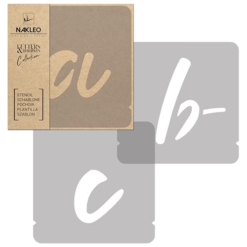 NAKLEO Alphabet Painting Stencils Set 42 Pcs, 7 cm Letters & Numbers Handwriting Small Font