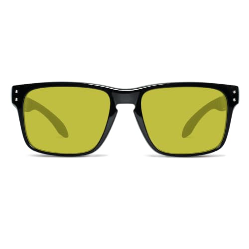 Image of BNUS Polarized Corning Glass Lens Fishing Sunglasses Men Yellow Low Light | 30% VLT High-Contrast Amber Yellow Lens, Brightens Low Light, for Dawn Dusk Cloudy Days, Color-Friendly