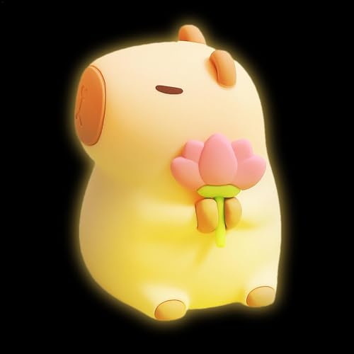 Samuliy Lámpara Capybara, luz nocturna estética para escritorio, decoración de mesa Capybara, bonita lámpara, luces nocturnas inalámbricas para dormitorios, sala de estar