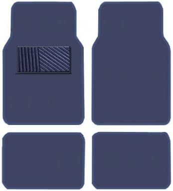 A Set of 4 Universal Fit Plush Carpet Floor Mats for Cars - Navy Blue