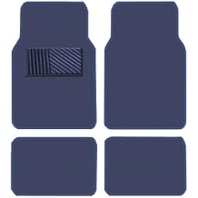 A Set of 4 Universal Fit Plush Carpet Floor Mats for Cars - Navy Blue