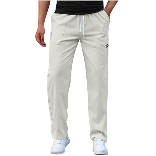 Lmdudan Mens Casual Lightweight Pants Stretch Elastic Waist Drawstring Jogging Sweatpants Pants Solid Color Golf Pants