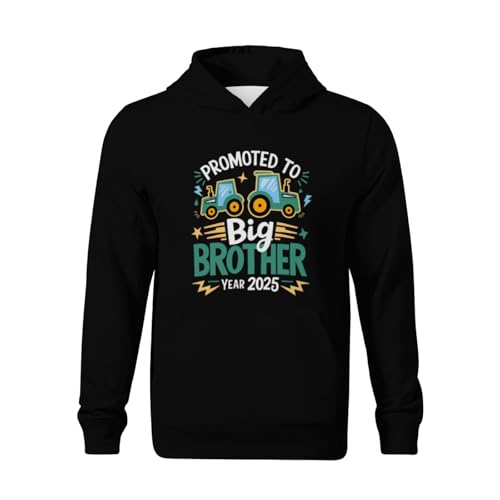 Kids Retro Funny Tractors Promoted To Big Brother 2025 Boys Girls Lightweight Kangaroo Pocket Hoodies2