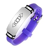 KBNSUIAN Alchemical Elemental Symbol Bracelet, Adjustable Four Elements Earth Fire Water Air Alchemy Silicone Bangle Occult Geometric Triangle Protection Wristband, Purple