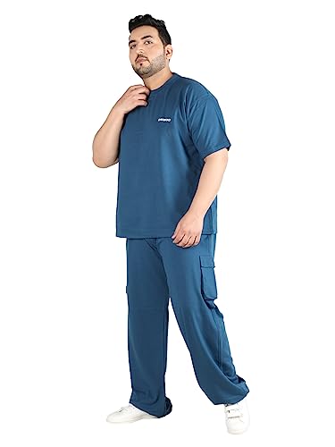 Image of CHKOKKO Men's Plus Size Terry Cotton Loose Fit Half Sleeves T-Shirt