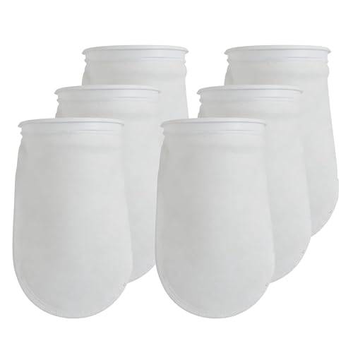 Image of ALEGI 6 Pack Aquarium Filter Socks 4 inch by 7 Inch Long, 200 Micron - 4 Inch Ring Aquarium Felt Filter Bags