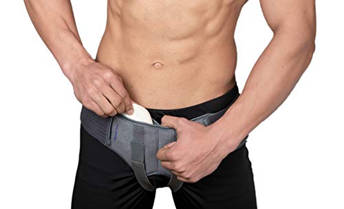 Wonder Care- Grey Inguinal Hernia Support Truss brace for Single/Double Inguinal with Two Removable Compression Pads & Adjustable Groin Straps Surgery & injury Recovery belt- Medium