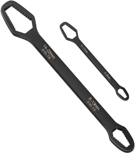 Image of 2pcs All in One Multifunctional Universal Wrench Set Self-Tightening Adjustable,3-17mm & 8-22mm Universal Torx Wrench, Double-ended Adjustable Wrench Tool Key Set Screw.