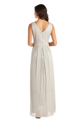 Image of R&M Richards Women's Sleeveless Maxi Dress - V-Neck Pleated Long Formal Gown W /Rhinestone Trim - Party & Cocktail Attire