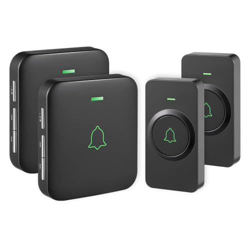 AVANTEK Mini Wireless Doorbell Set with 2 Plug-in Receivers and 2 Push Buttons