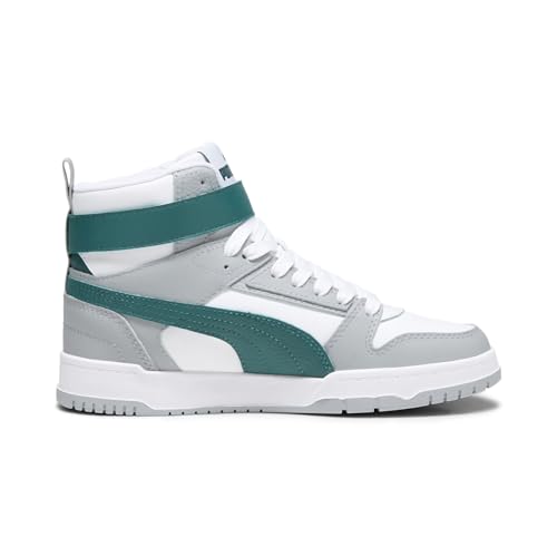 Image of PUMA Sneaker, White Malachite Cool Mid Grey Gold, 5 US Unisex Big Kid