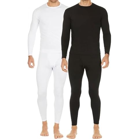 Thermajohn 2 Pack Thermal Underwear for Men Size L White & Black Cover