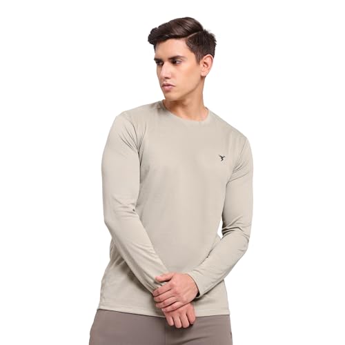 Image of TECHNOSPORT Men's Slim Fit Full Sleeve Round Neck T-Shirt, Double Cool Quick Dry Moisture Wicking Stretchable Sports Gym and Casual Wear