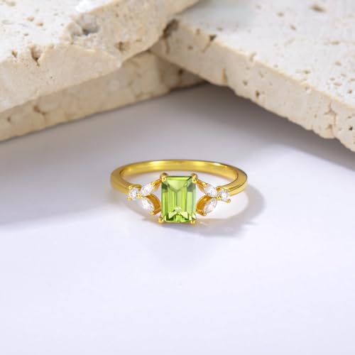 1CT Emerald Cut Gemstone Rings for Women 10K 14K 18K Gold Gemstone and Moissanite Ring Promise Engagement Wedding Anniversary Ring for Her Size 4-152