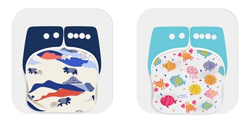 Image of Ambaby Organic Cotton Cloth Diapers - Pack of 4 | Leak-Proof & Reusable | 250ml Absorption | 2 Covers 2 Inserts 2 Boosters | Rash-Free Quick Dry