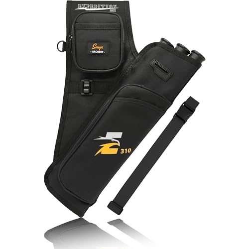 Sunya Carquois de flèche de tir à l'arc. Comprend des Poches pour Languette et libération et Une Ceinture en Nylon réglable. Convient pour la Pratique de l'arc à...