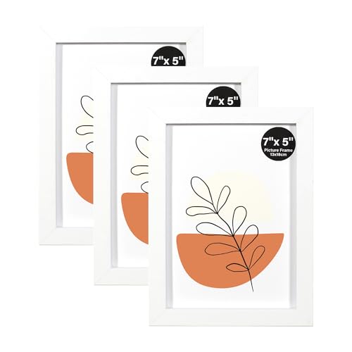 KAIWIN Bilderrahmen 13x18cm Weiß 3er Set | Holz Fotorahmen 5x7 Zoll...