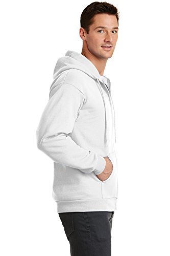 Port & Company PC78ZH Mens Core Fleece Full-Zip Hooded Sweatshirt44; White2