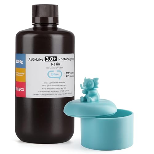 Image of ELEGOO ABS-Like Resin 3.0+, Upgraded 3D Printer Photopolymer Resin, Higher Heat-Resistance Fast Curing High Precision Non-Brittle, Blue 1000g