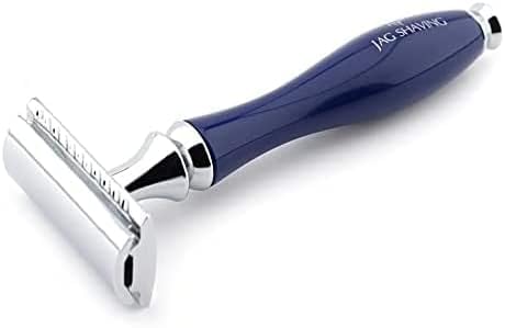 Double Edge Safety Razor with Resin Handle and Leather Case