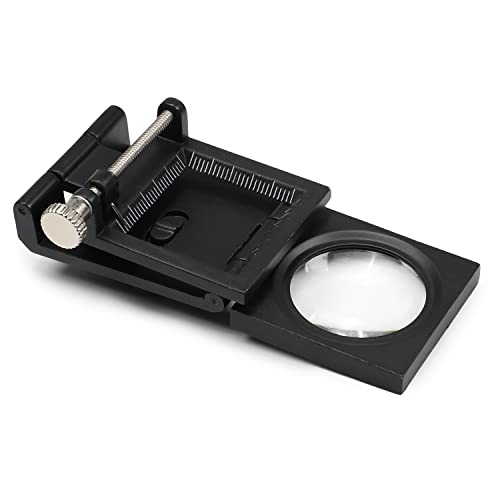 Image of Othmro 1Pcs 10X Magnifying Glass, 1.1 inch Lens Size Mini Three-Folding Magnifier Zinc Alloy Magnifying Glass with Scale for Textile Optical Jewelry Tool Black