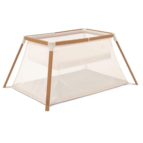 Image of Tutti Bambini CoZee® Go 3-in-1 Foldable Baby Playpen, Portable Bassinet & Travel Crib | Playard with Mattress Included | Birth to 3 Years (Walnut & Ecru)