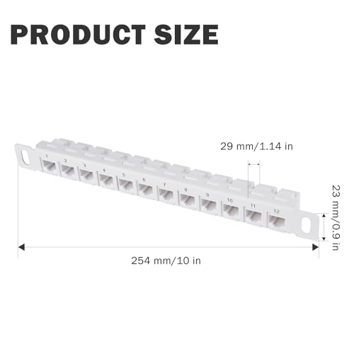 Image of GeeekPi 12 Port Patch Panel, 10inch 0.5U CAT6 Network Patch Panel for DeskPi RackMate T1 /T0 /T2 /T1 Plus /T0 Plus /TL1 and 10 Inch Server Rack /Network Cabinet