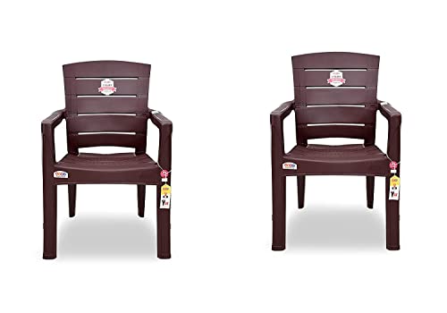 Image of AVRO Plastic Chairs | Set of 2 | | Matt Pattern | Plastic Chairs for Home, Living Room| Bearing Capacity up to 200Kg | Strong and Sturdy Structure | 3 Years Guarantee, Amber Gold