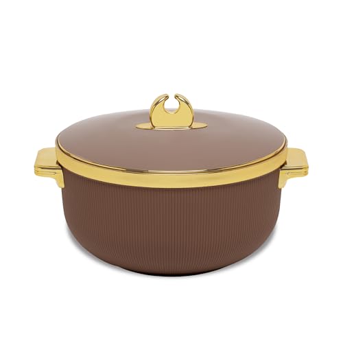 Image of SELVEL Royal Linex Casserole Collection | Insulated Hot Cases | Stainless Steel Inner | BPA-Free | Brown & Lime Green | (Royal Linex Casserole - Brown, 1700ml)