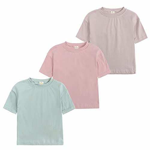 Image of Kids Tales Little Boys Girls Solid Color Short Sleeve Pullover T-Shirt