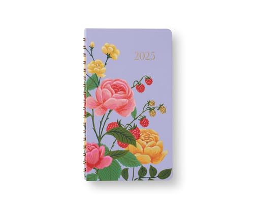 RIFLE PAPER CO. 2025 12-Month Spiral Pocket Planner | January-December, Monthly and Weekly Pages for Detailed Planning, Space for Extra Notes and Important Dates (6.36' L × 3.8' W), Roses