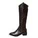Stivaletti da donna Western Vintage Stivaletti Stivaletti con motivo lungo al ginocchio, stivali invernali Chunky Caldo Heels Moda Donna Pelle Animale Piatti Donna, Nero , 38 EU