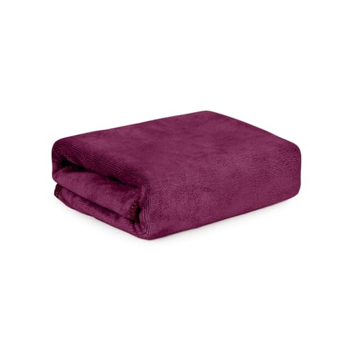 Image of HOUSSE Premium Microfiber Bath Towel - Extra Large 75x150cm Quick Dry Towels for Women Men & Kids | Super Soft Plush 550 GSM | Ultra Absorbent for Home Swimming Sports & Travel (Red Plum)