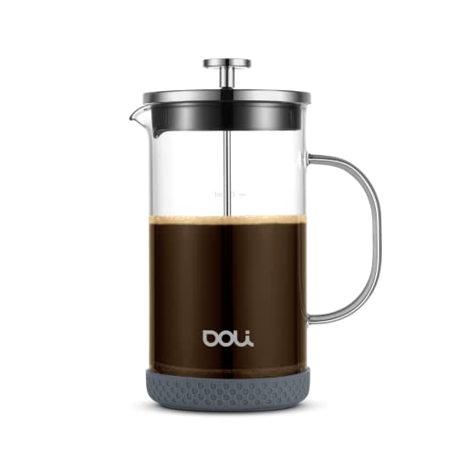 Doli French Press 1L Glas, Kaffeebereiter für 1-6 Tassen, feiner Edelstahl...