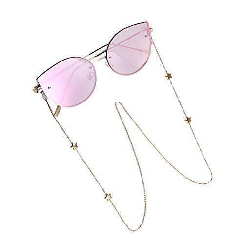 Óculos de sol fashion com corrente de estrela para óculos de sol e alça de pescoço para mulheres