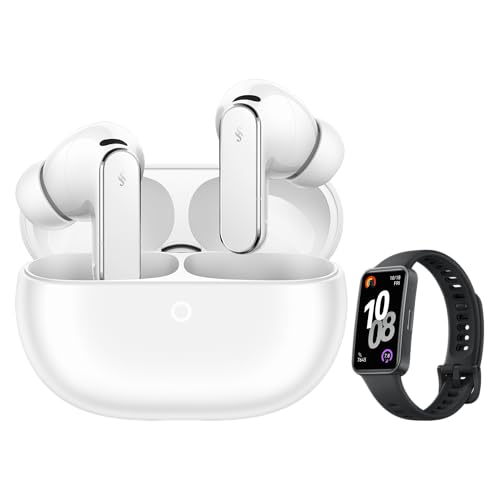 HUAWEI Freebuds Pro 5 Bianco + HUAWEI Band 10 Black, Cuffie Wireless Bluetooth, Cancellazione del Rumore con AI Dual-Engine per Business e Ufficio, Vestibilità Sicura con Suono Immersivo