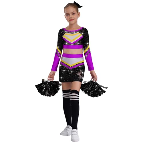 Disfraz de animadora niña 6 años morado y negro