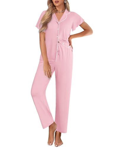 Ekouaer Pajamas for Women Set Button Up Sleepwear Cute...