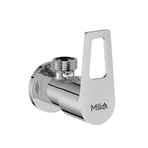 Image of Mila Floro Brass Angle Valve with Wall Flange | Mirror Chrome Finish | Quarter Turn Cartridge | inch BSP Male Thread Inlet & Outlet | Durable, Leak-Proof, Multi-Purpose| 10-Year Warranty