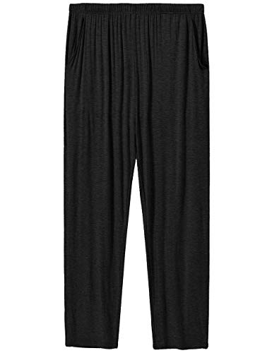 MoFiz Men's Pajama Pants Sleep Lounge Bottom Pant Soft Lightweight Travel PJ'S Comfortable Sleepwear Pants (Black,X-Large)
