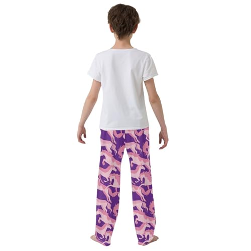 ZZKKO Horses Tender Pink Boys Pants for Kids Jogger Pants with Pockets S-XL3