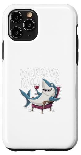 Weekend Mood Funny Shark Drink �����Y ���f�B�[�X �y����T�V���c �X�}�z�P�[�X iPhone 11 Pro �p