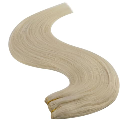 Image of YoungSee Wire Hair Extensions Human Hair Beige Blonde Wire Real Hair Extensions Blonde Fish Line Extensions Dayble Remy Hair 16Inch 85g