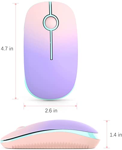 Image of VssoPlor Wireless Mouse, 2.4G Slim Portable Computer Mice with Nano Receiver Quiet Silent Optical Laptop Mouse for Notebook, PC, Laptop, Computer-Pink to Purple