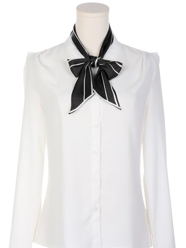 Women Striped Skinny Long Scarves, Contrast Color Satin Silky Neck Scarf Neckerchief Ribbon Hair Band2