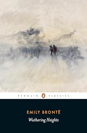 Wuthering Heights by Emily Brontë, depicting the silhouette of two people in front of smudged ink.