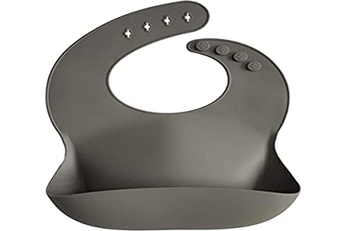 Image of mushie Silicone Baby Bib | Adjustable Fit Waterproof Bibs (Dove Gray)