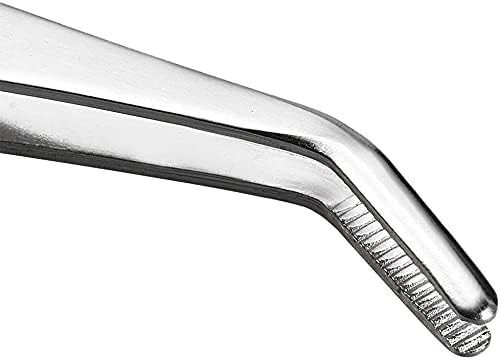 MMOBIEL 2 Pcs Stainless Steel Tweezers 12cm / 5inch with Curved Serrated Tip Professional Multi Purpose Tongs Tool for Industrial Work Laboratory Use - Image 4