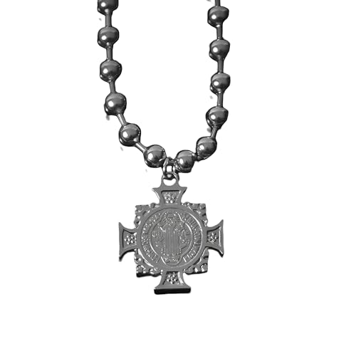 Collar Benedicto para mujeres y hombres, 925 Plata de Ley Saint Colgante Cadena de Cuentas, Medallas, Medalla De San Benito, Medalla Benito, Medalla